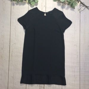 Zara Basic Black Sack Dress w/ Woven Accents